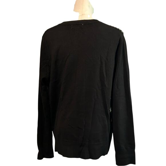 Charter Club Lurex Sparkle Stripe Cardigan Deep Black XL Preppy Boho Office Chic - Picture 6 of 8